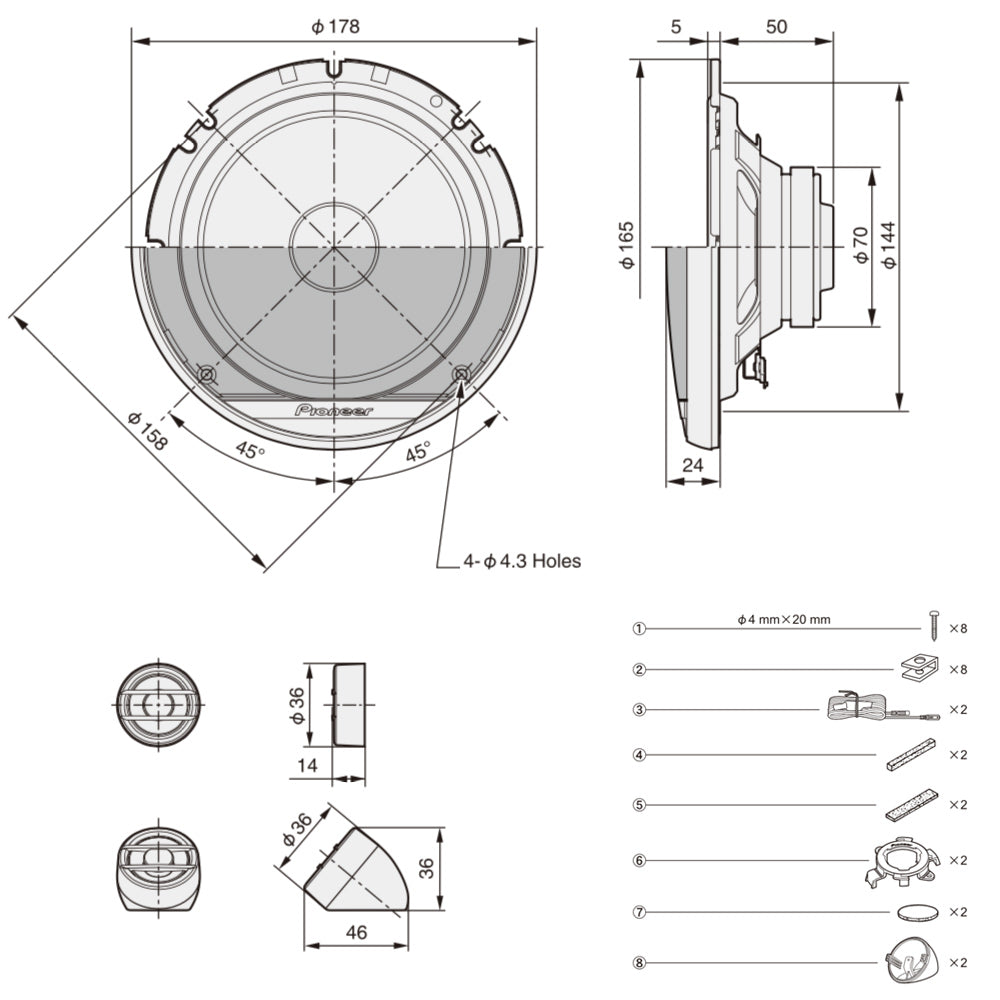 Pioneer TS-G170C Sistema Altoparlante Auto 2-vie (17cm, 6,5")