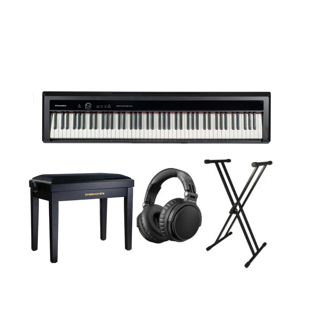 Grooveland P450 Pianoforte digitale (Nero) – Pacchetto completo