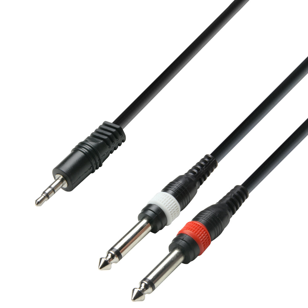 Adattatore Cavo 3,5mm Jack Stereo a 2 x 6.3 mm Jack mono