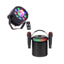 PartyZone set con 2 microfoni (nero) & LED PAR-ASTRO 2-in-1 luce da discoteca