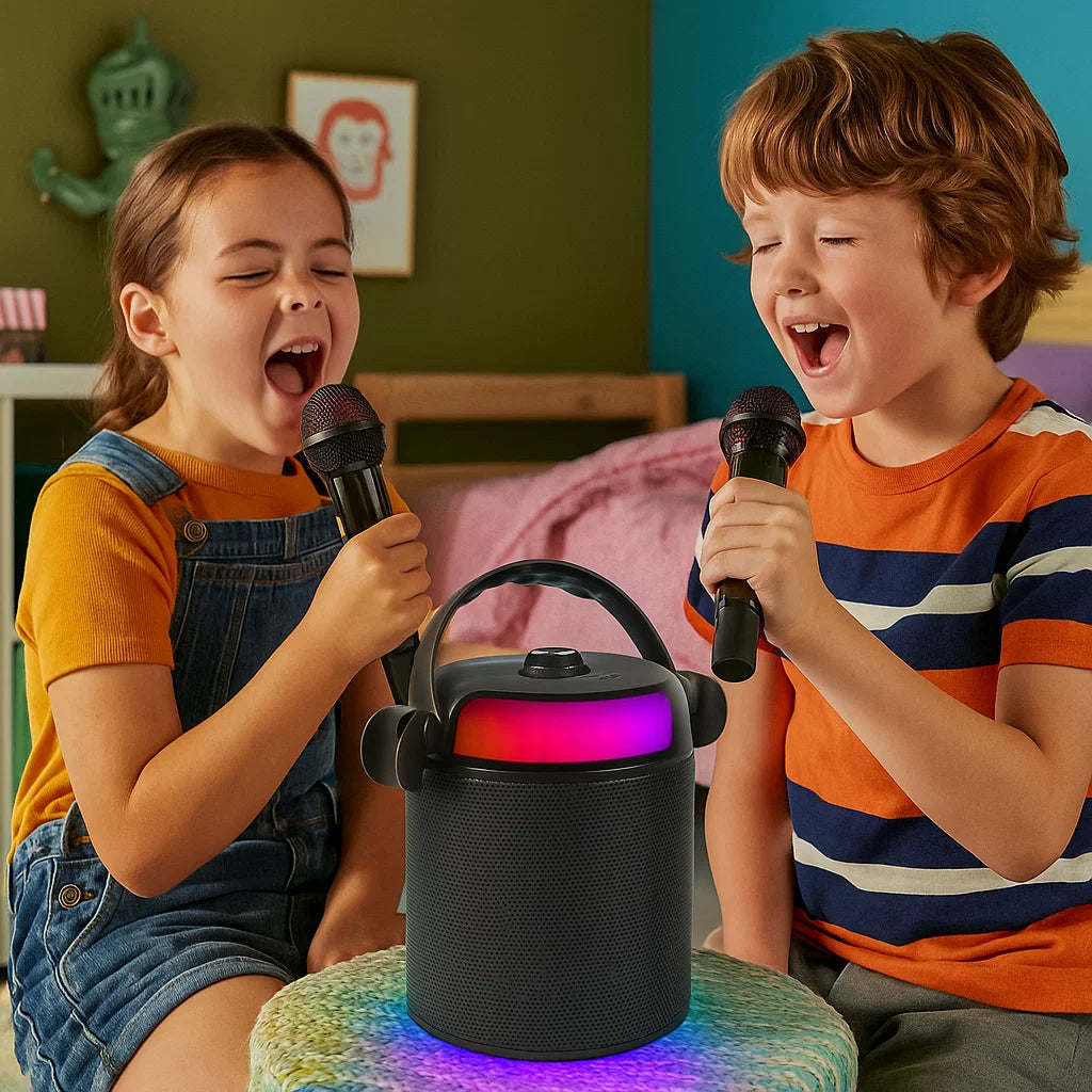 PartyZone set con 2 microfoni (nero) & LED PAR-ASTRO 2-in-1 luce da discoteca