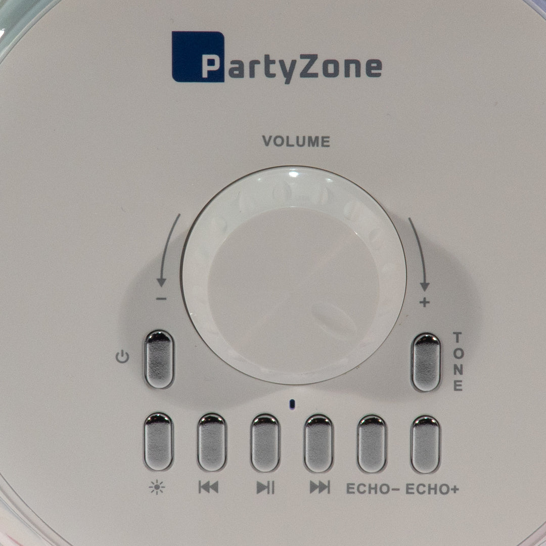 PartyZone Set per karaoke con 2 Microfoni (Bianco) & LED PAR-ASTRO 2-in-1 Luce da discoteca