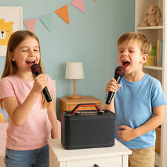 Impianto Karaoke con 2 Microfoni (Nero)