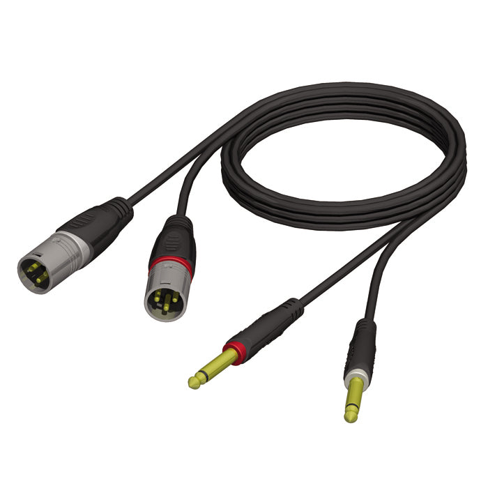 Adapter Cable 2 x XLR Male to 2 x 6.3 mm Jack mono