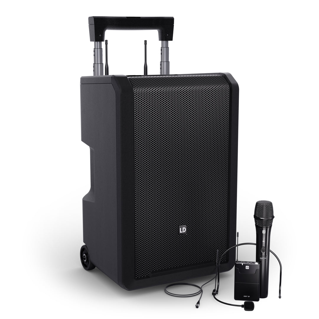 LD Systems ANNY® 10 HBH 2 B6 - sistema PA portatile a batteria Bluetooth® da 10" con mixer, 1x microfono palmare wireless e 1x microfono headset (incl. bodypack)