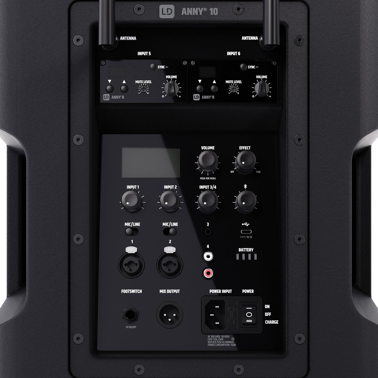 LD Systems ANNY® 10 HBH 2 B6 - 10" bærbart batteridrevet Bluetooth® PA-system med mixer, 1x trådløs håndholdt og 1x headsetmikrofon (inkl. bodypack)