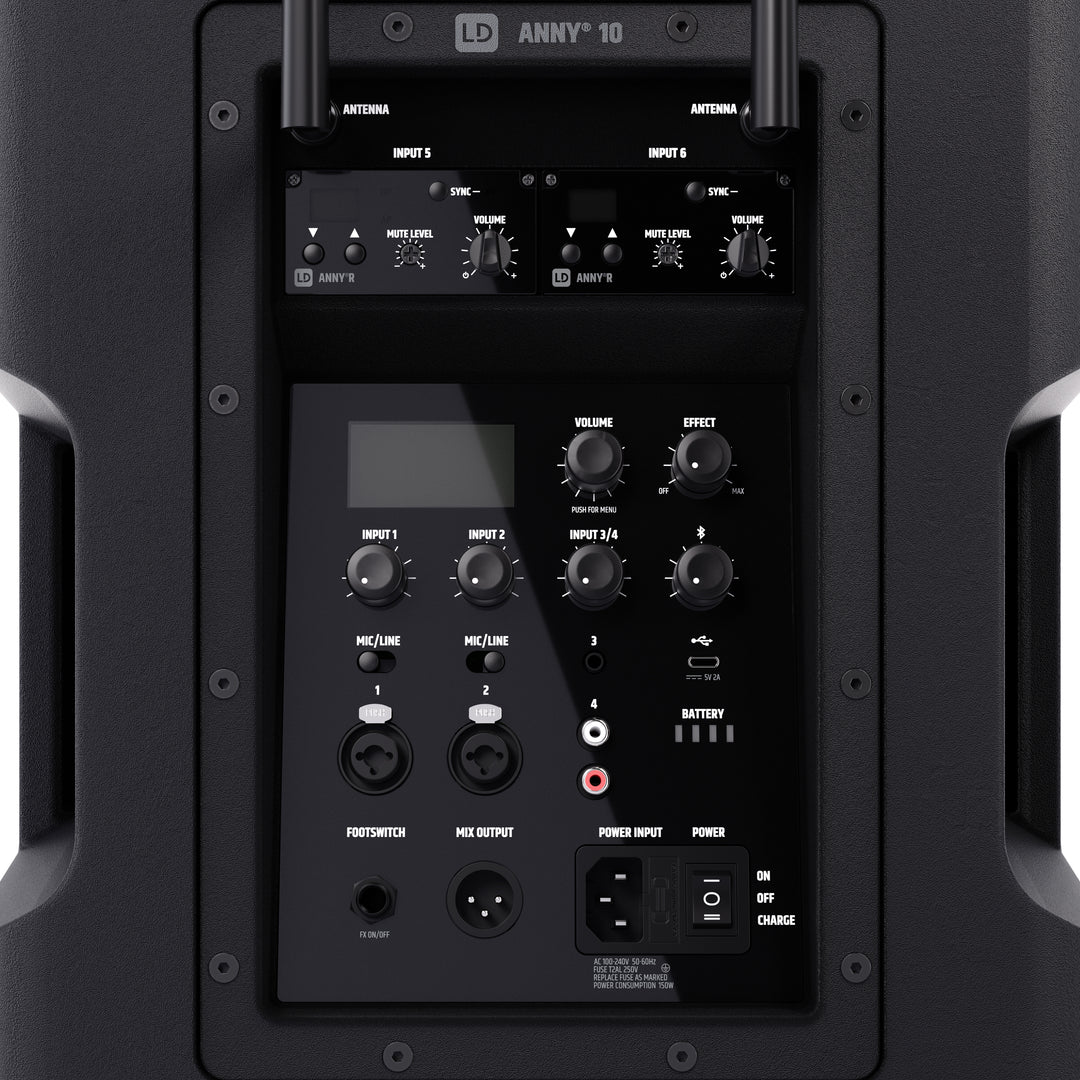 LD Systems ANNY® 10 HHD 2 B5 - Sistema PA portatile alimentato a batteria da 10" con Bluetooth® e mixer, con 2x microfoni palmari wireless