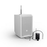 LD Systems ANNY® 8 BPH B5 W - Bærbar batteridrevet Bluetooth® PA-højttaler med mixer og 1x headsetmikrofon (inkl. bodypack), Pure White