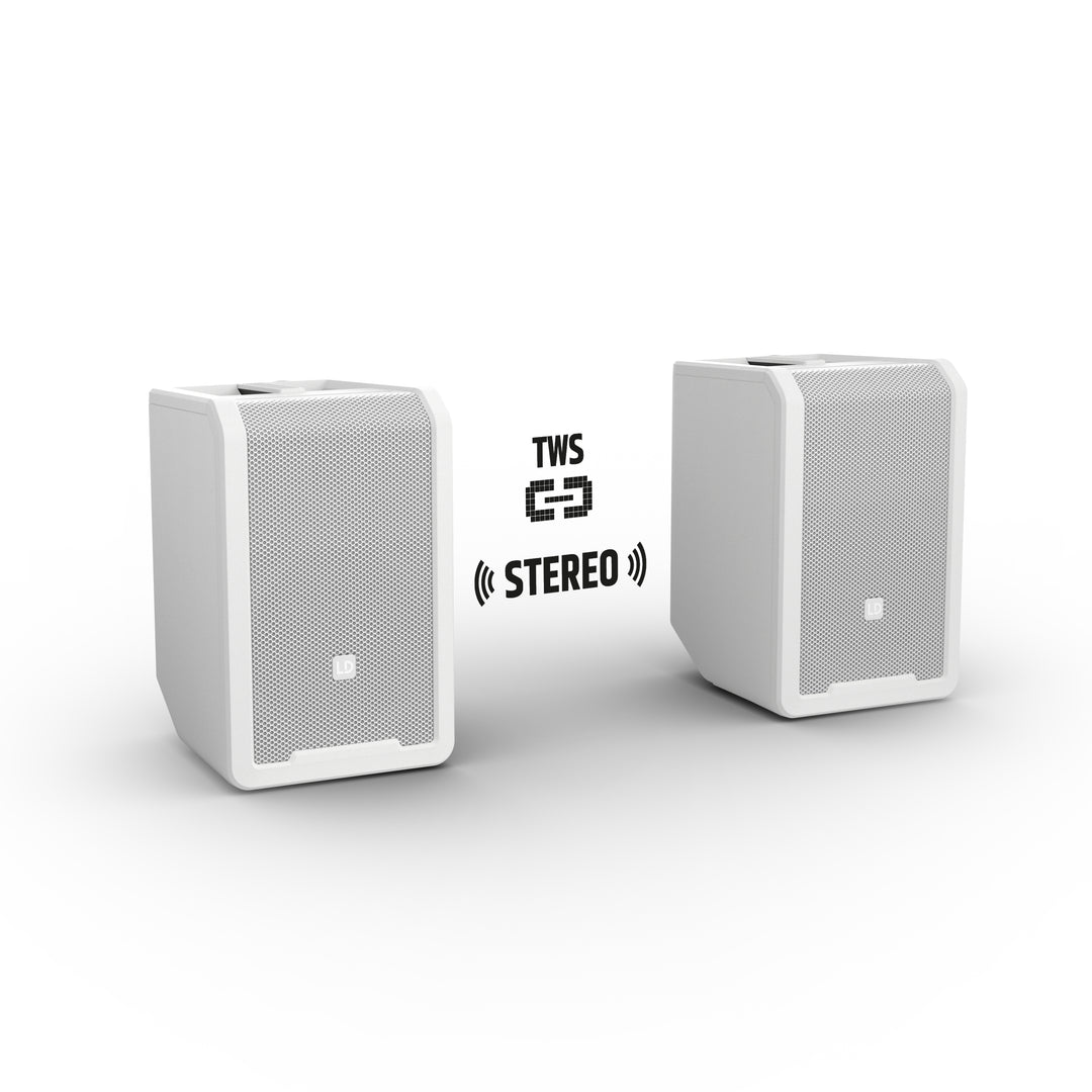 LD Systems ANNY® 8 BPH B8 W - Altoparlante PA Bluetooth® portatile alimentato a batteria con mixer e 1x microfono headset (incl. bodypack), Pure White