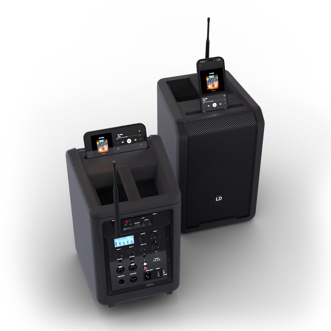 LD Systems ANNY® 8 BPH B8 - Altoparlante PA Bluetooth® portatile alimentato a batteria con mixer e 1x microfono headset (incl. bodypack), Stage Black