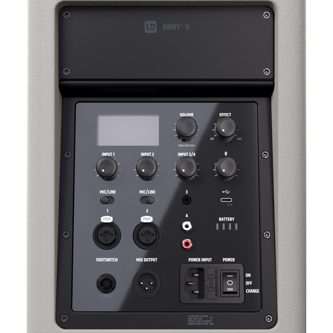 LD Systems ANNY® 8 G - Altoparlante PA portatile a batteria Bluetooth® con mixer, Urban Grey