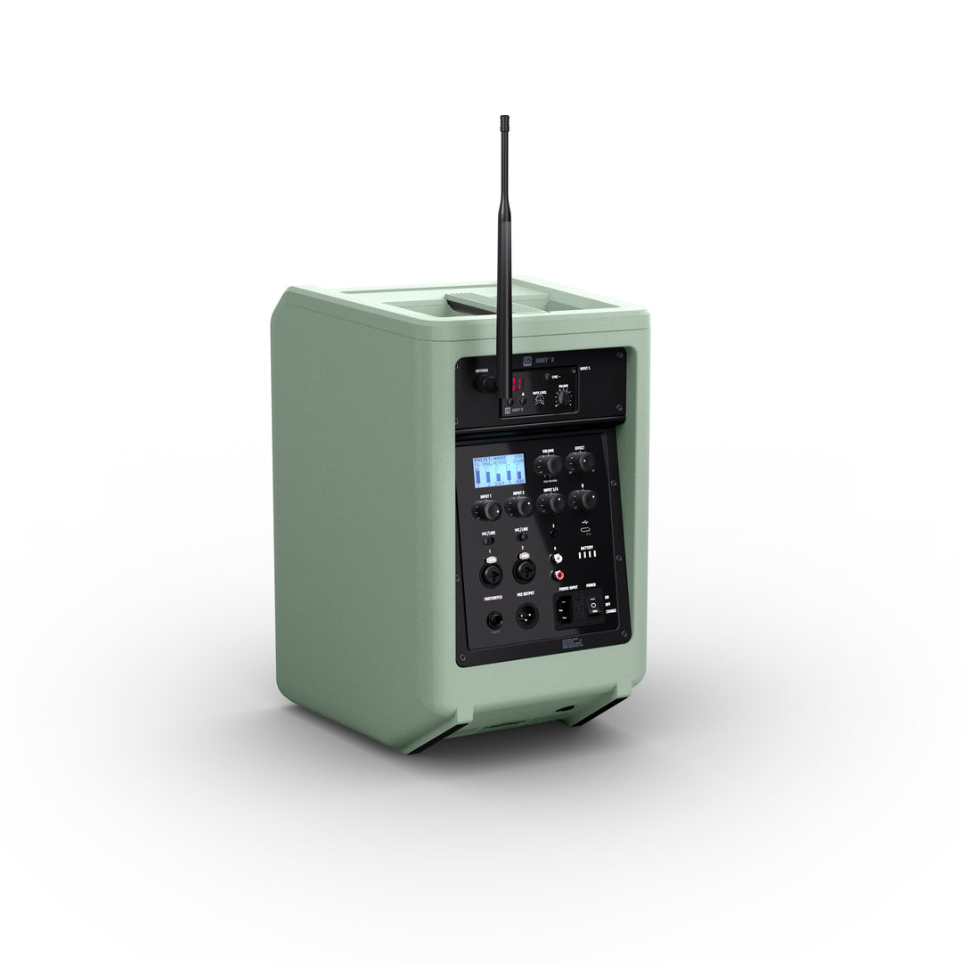 LD Systems ANNY® 8 HHD B5 GN - Altoparlante PA Bluetooth® portatile alimentato a batteria con mixer e 1x microfono palmare wireless, Adventure Green