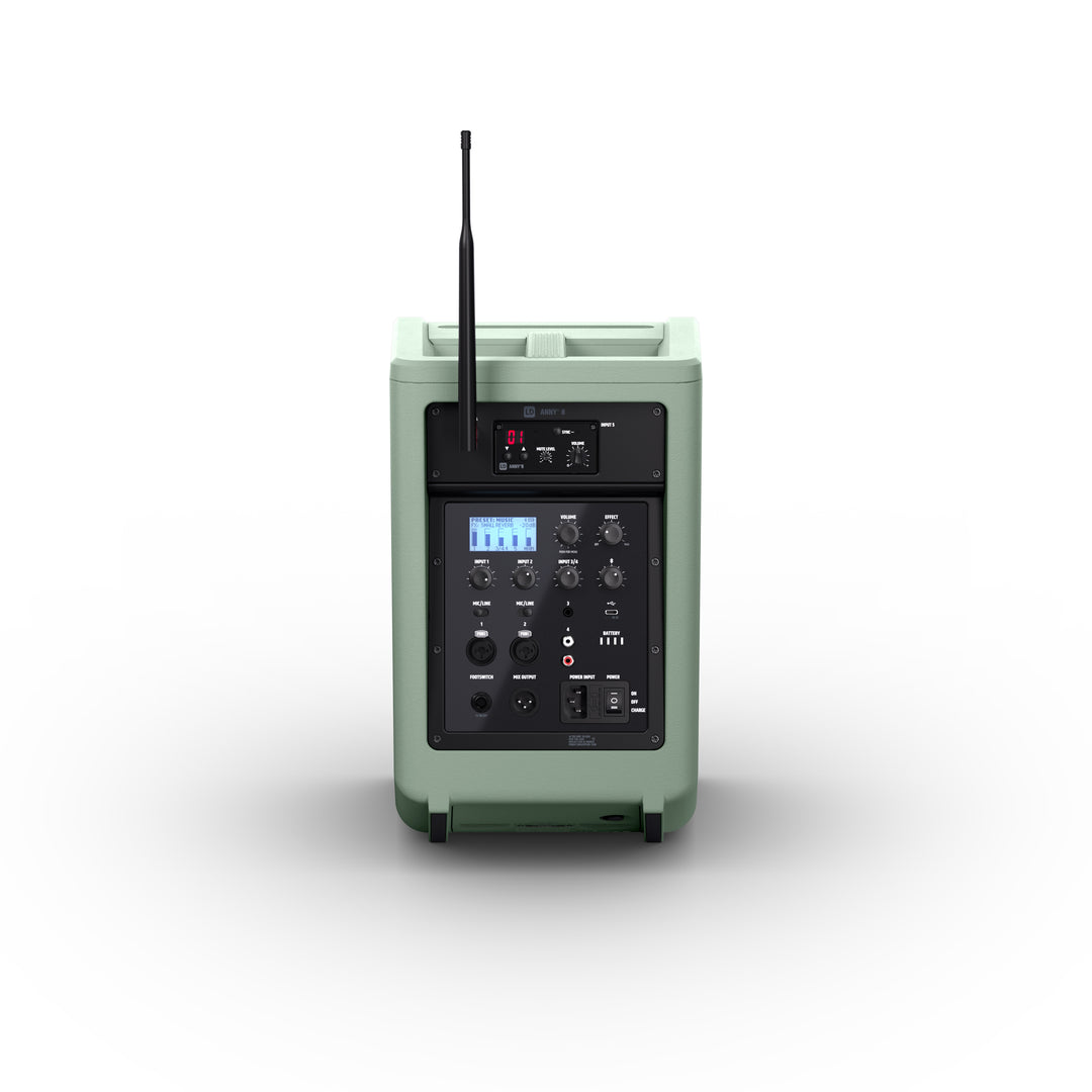 LD Systems ANNY® 8 HHD B5 GN - Altoparlante PA Bluetooth® portatile alimentato a batteria con mixer e 1x microfono palmare wireless, Adventure Green