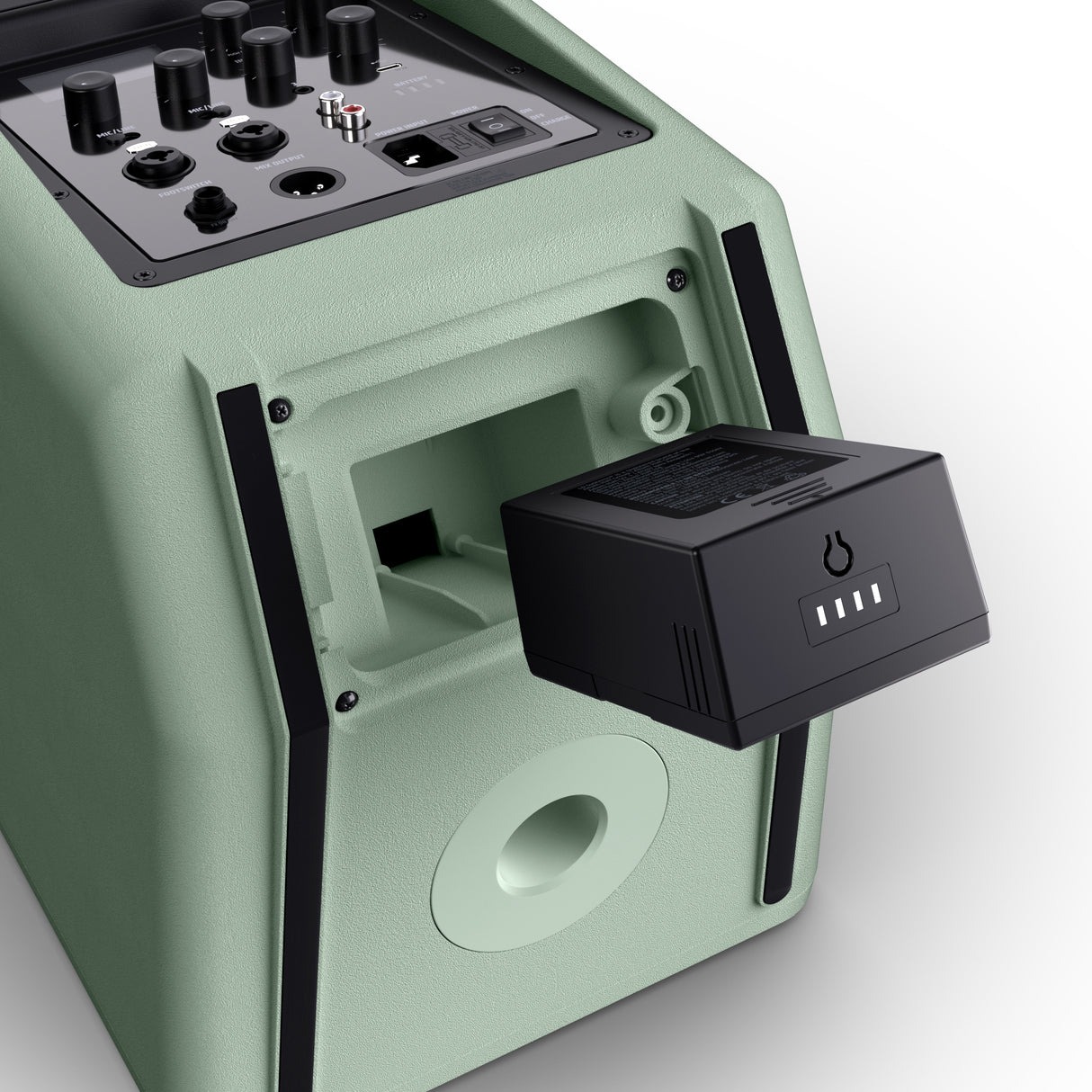 LD Systems ANNY® 8 HHD B5 GN - Bærbar batteridrevet Bluetooth® PA-højttaler med mixer og 1x trådløs håndholdt mikrofon, Adventure Green