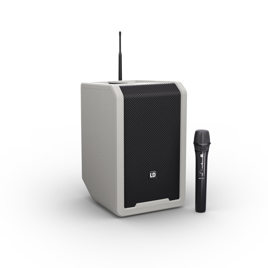 LD Systems ANNY® 8 HHD B5 G - Altoparlante PA Bluetooth® portatile alimentato a batteria con mixer e 1x microfono palmare wireless, Urban Grey