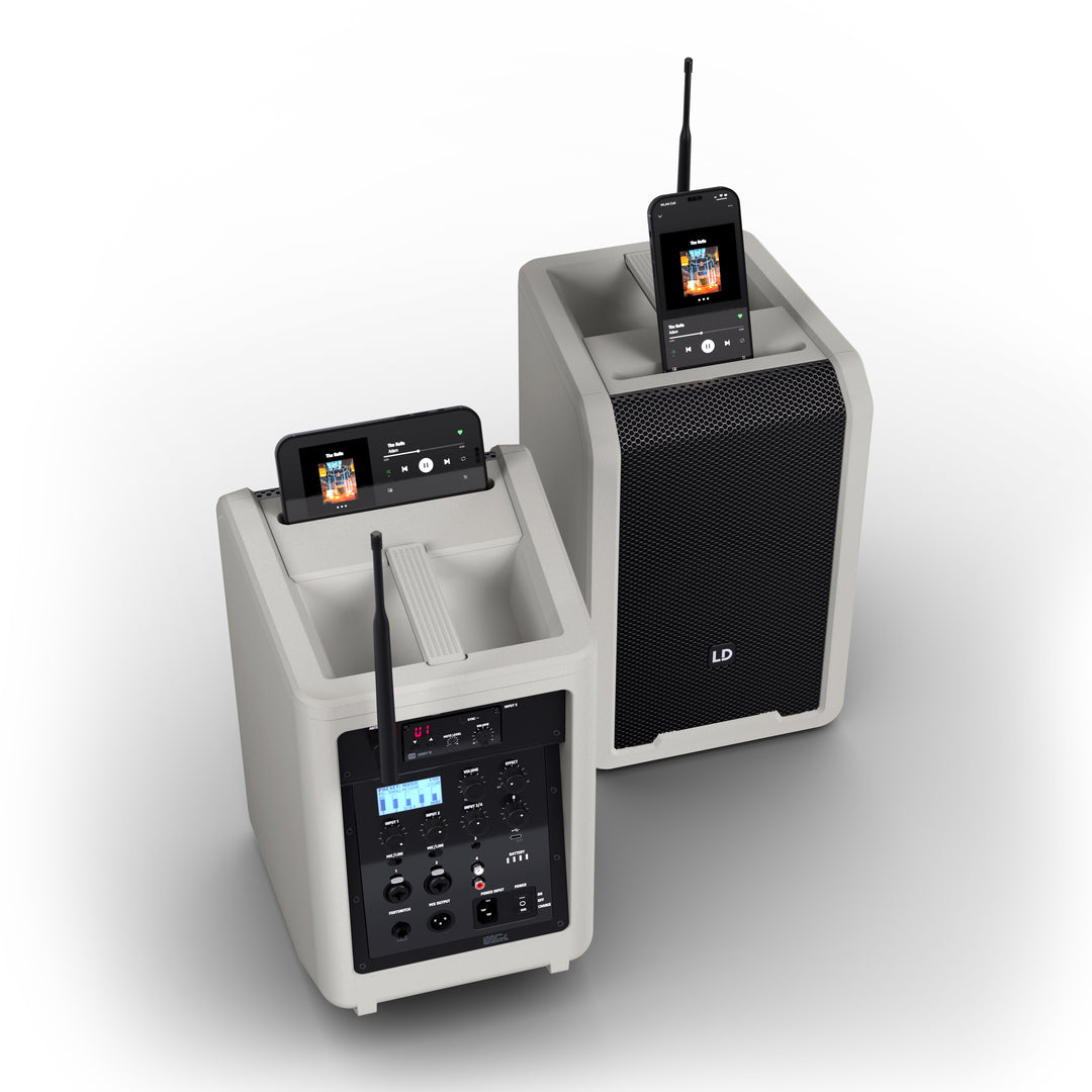 LD Systems ANNY® 8 HHD B5 G - Altoparlante PA Bluetooth® portatile alimentato a batteria con mixer e 1x microfono palmare wireless, Urban Grey