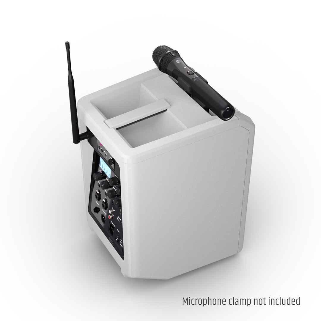 LD Systems ANNY® 8 HHD B5 W - Bærbar batteridrevet Bluetooth® PA-højttaler med mixer og 1x trådløs håndholdt mikrofon, ren hvid