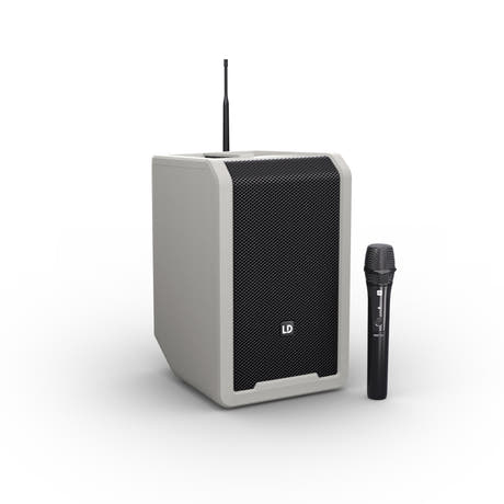 LD Systems ANNY® 8 HHD B8 G - Bærbar batteridrevet Bluetooth® PA-højttaler med mixer og 1 trådløs håndholdt mikrofon, Urban Grey