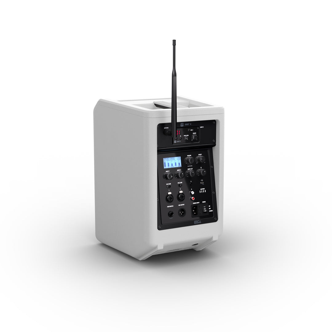 LD Systems ANNY® 8 HHD B8 W - Altoparlante PA Bluetooth® portatile alimentato a batteria con mixer e 1x microfono palmare wireless, bianco puro