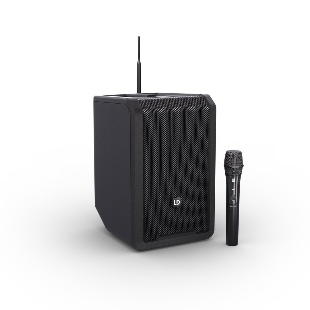 LD Systems ANNY® 8 HHD B8 - altoparlante PA portatile a batteria Bluetooth® con mixer e 1 x microfono palmare wireless, Stage Black