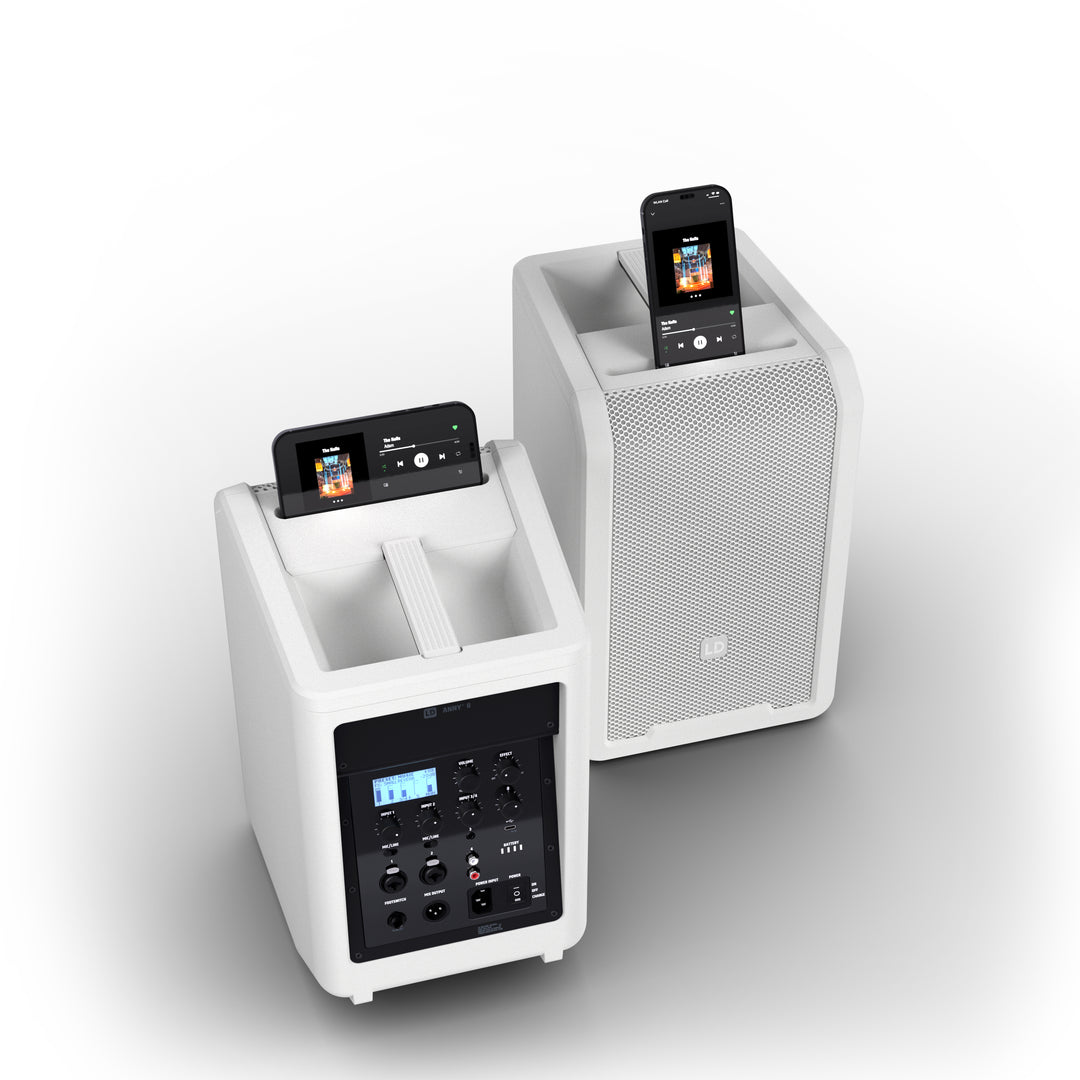 LD Systems ANNY® 8 W - Altoparlante PA Bluetooth® portatile alimentato a batteria con mixer, bianco puro