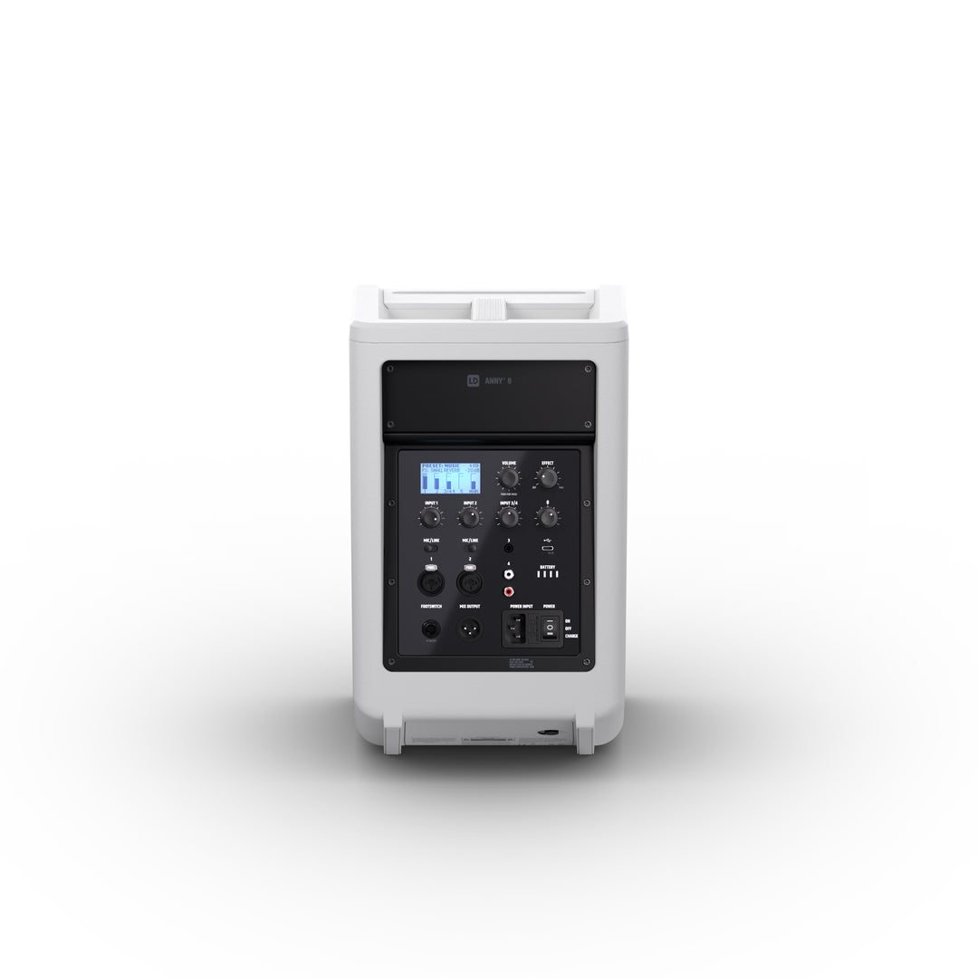 LD Systems ANNY® 8 W - Altoparlante PA Bluetooth® portatile alimentato a batteria con mixer, bianco puro
