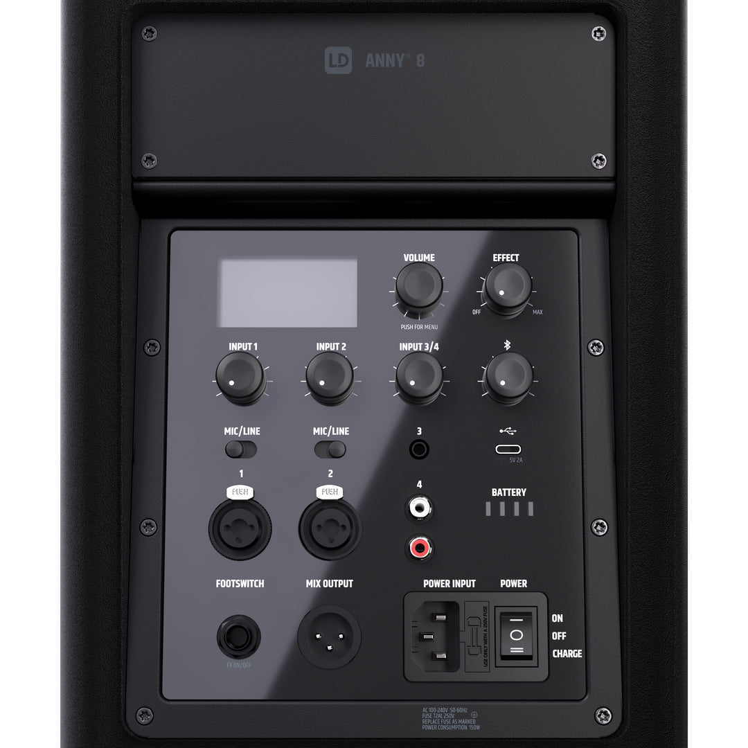 LD Systems ANNY® 8 - Altoparlante PA Bluetooth® portatile alimentato a batteria con mixer, Stage Black