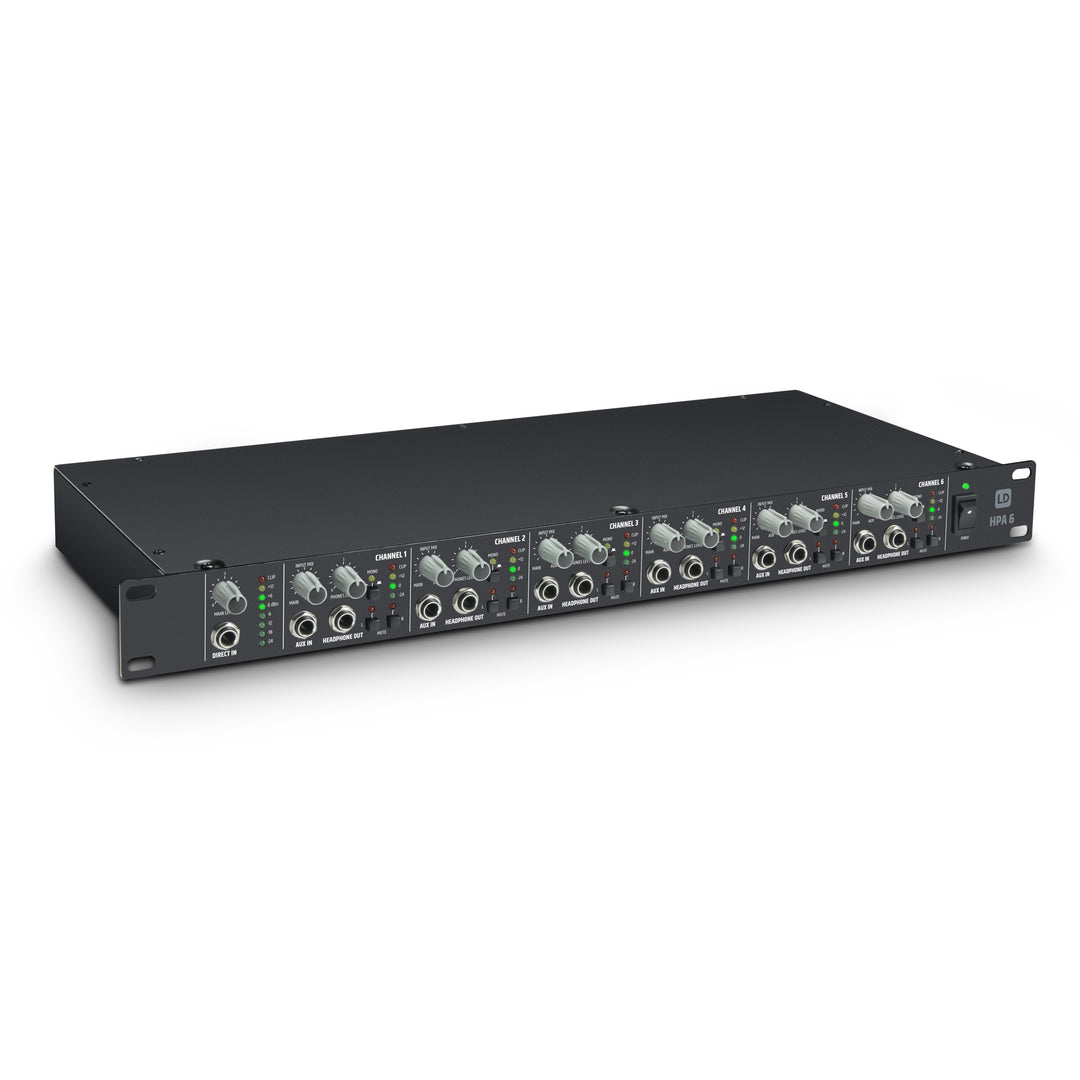 LD Systems HPA 6 - Amplificatore per cuffie a 19" e 6 canali