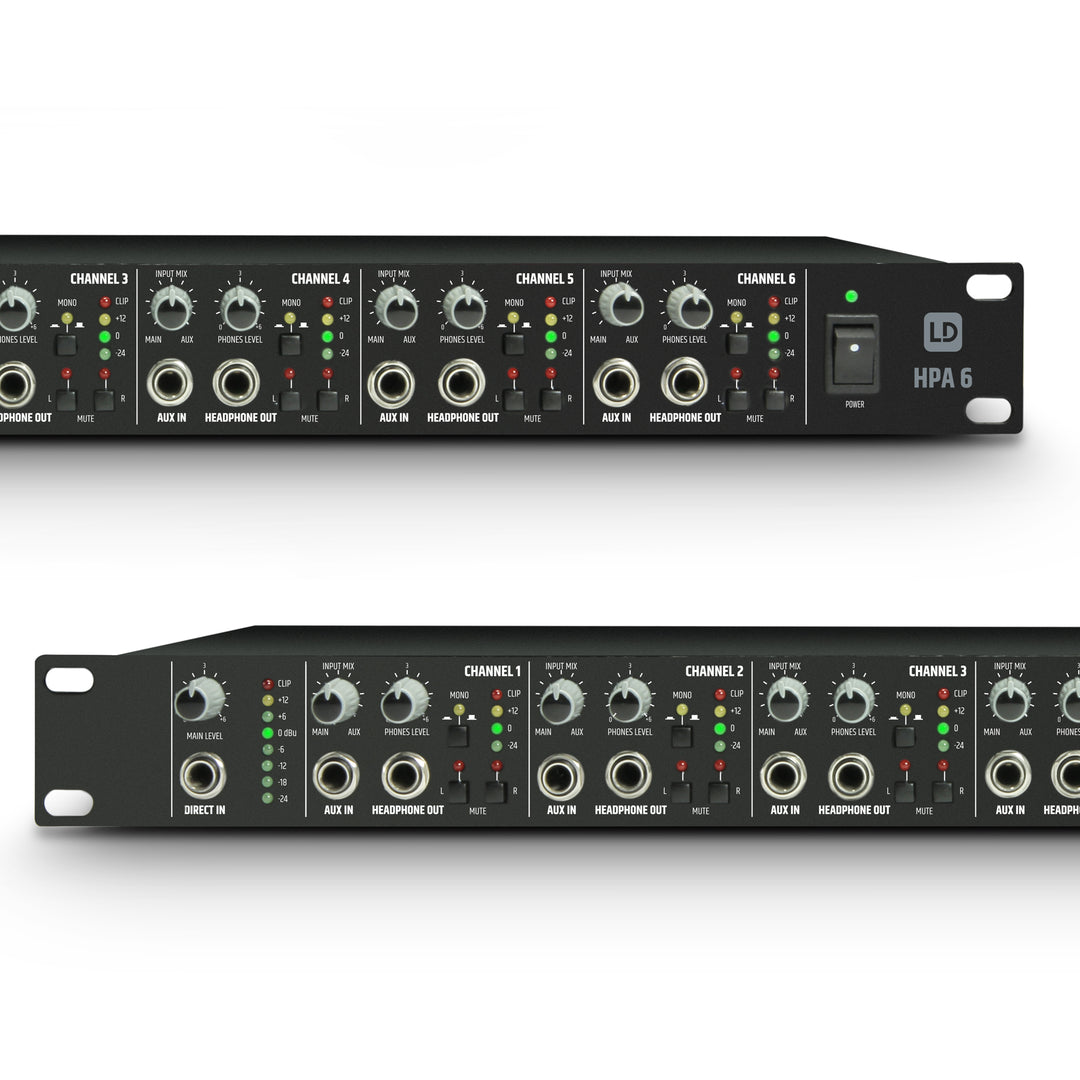 LD Systems HPA 6 - Amplificatore per cuffie a 19" e 6 canali