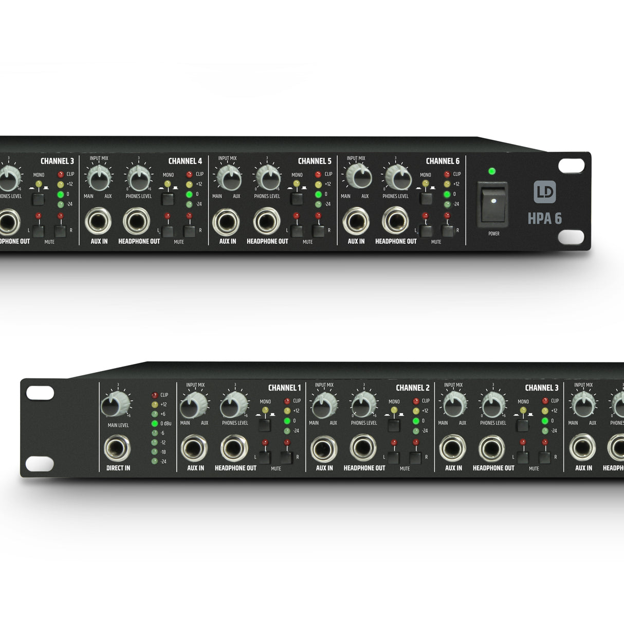 LD Systems HPA 6 - 19" 6-kanals hovedtelefonforstærker