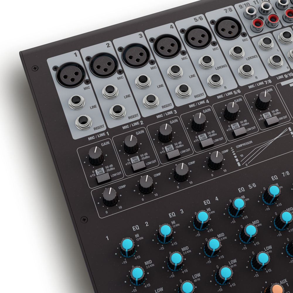 LD Systems VIBZ 12 DC - console di missaggio a 12 canali con DFX e compressore