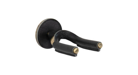 Levys FGHNGR supporto da parete per chitarra, ottone e pelle nera