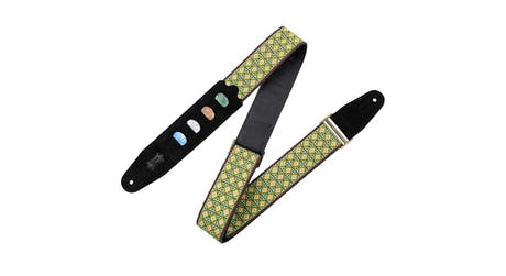Levys M8HTVPH-25 tracolla per chitarra 2" con tasche per plettri, verde