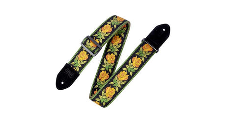 Levys MC8JQ tracolla per chitarre 2", motivo floreale giallo