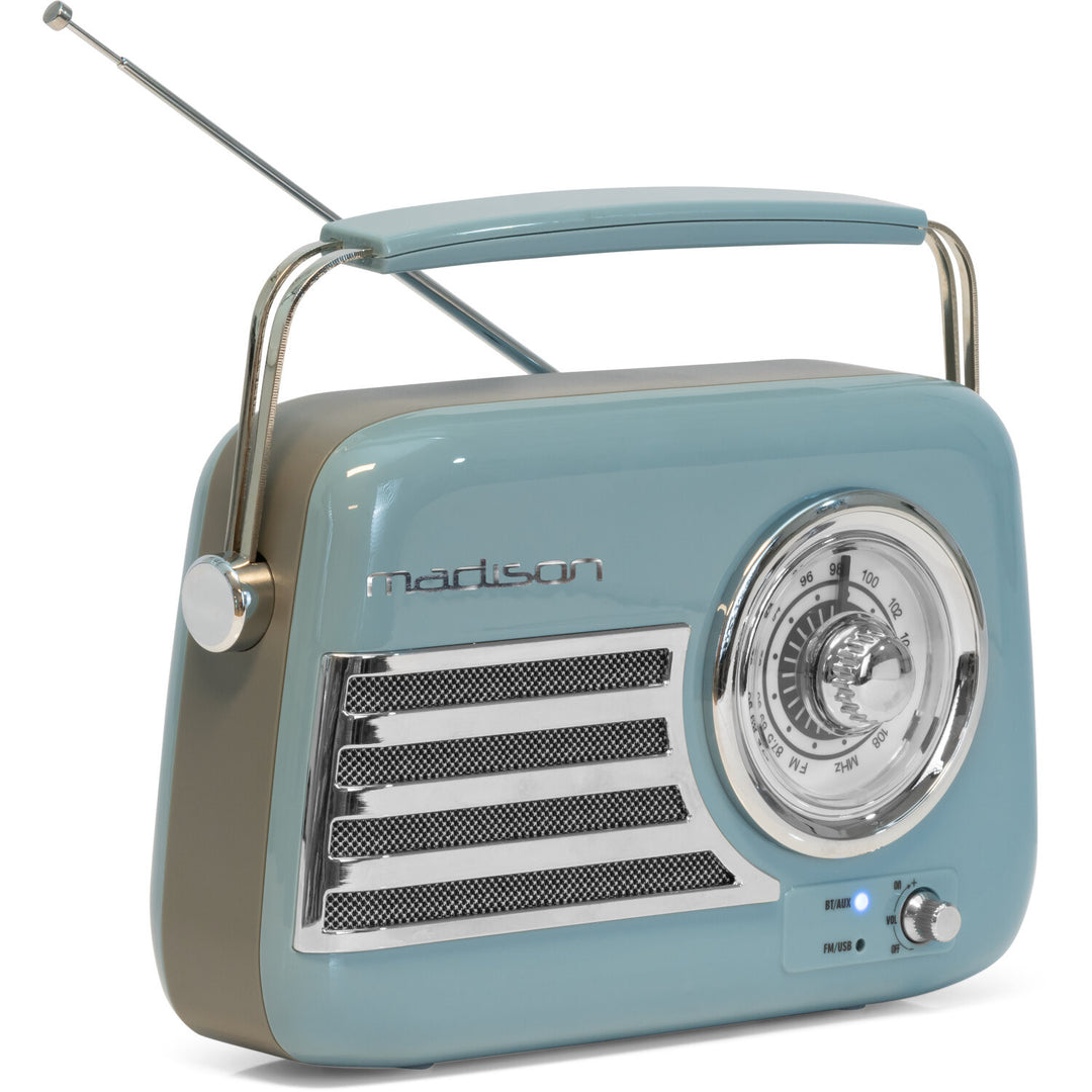 Madison Retro Radio con Bluetooth e FM (Blu)