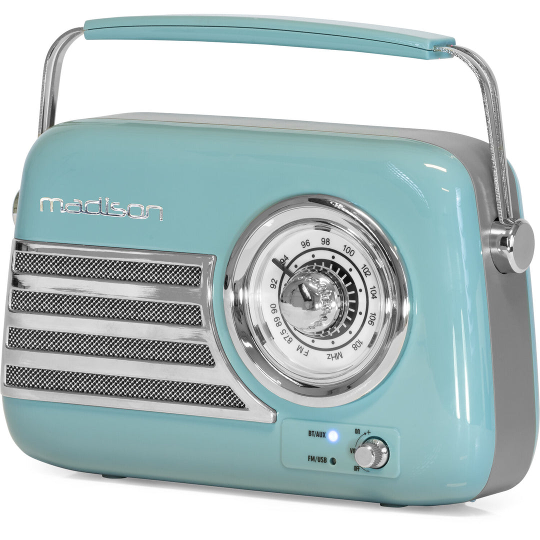 Madison Retro Radio con Bluetooth e FM (Blu)