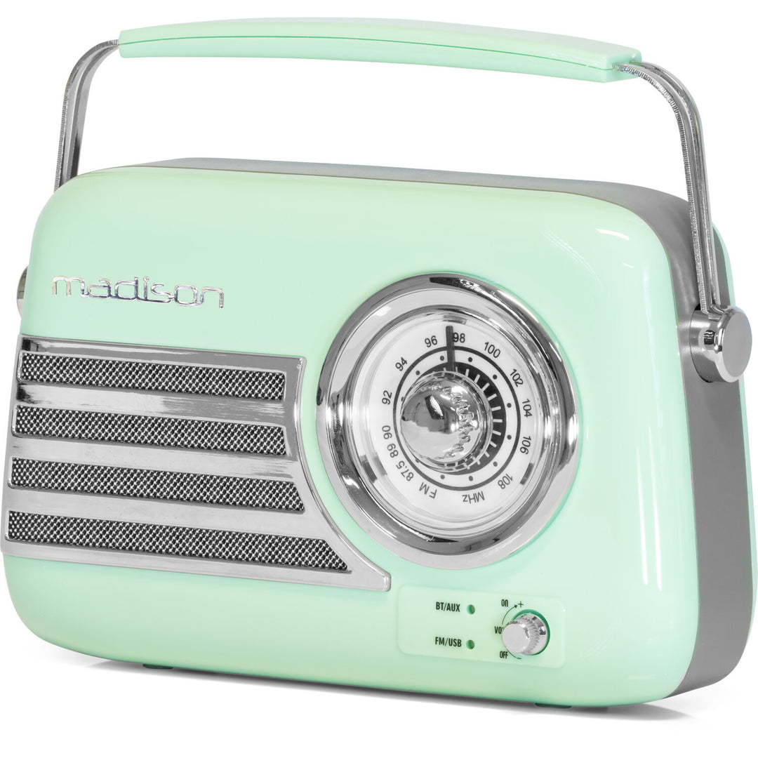 Madison Retro Radio con Bluetooth e FM (Menta)
