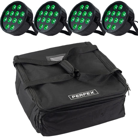 Marconi Polaris 12x12W RGBW Parlampe 4 stk. Bundle m/taske