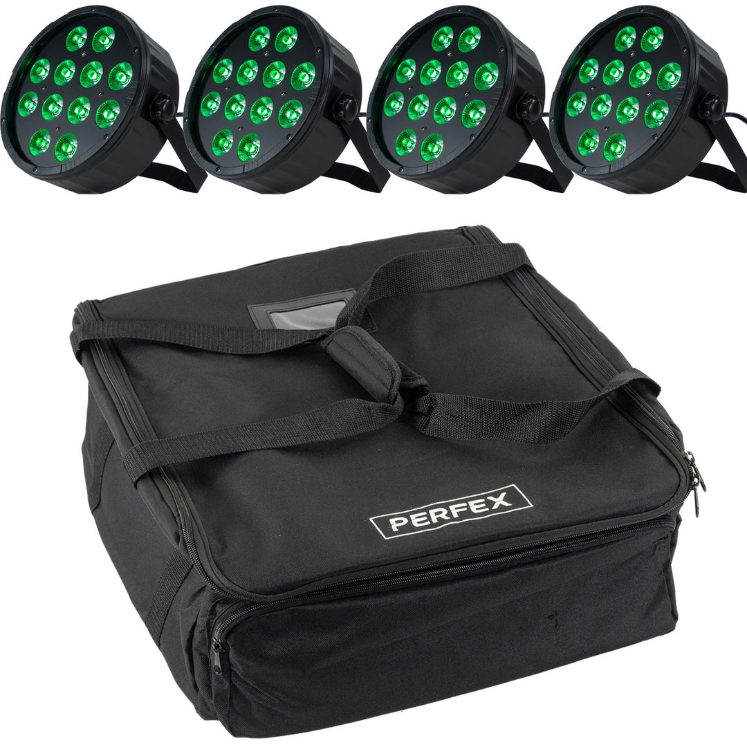 Marconi Polaris 12x12W RGBW Faro PAR Bundle da 4 pezzi con borsa