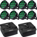 Marconi Polaris 12x12W RGBW Faro PAR Bundle da 8 pezzi con borsa