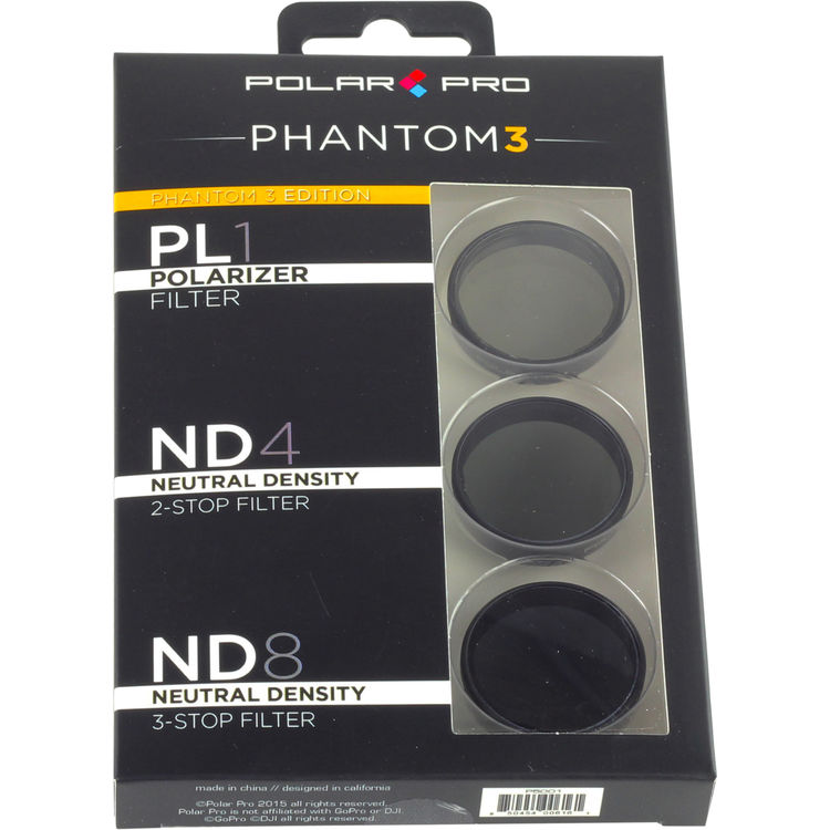 PolarPro DJI Phantom 3,  3-pack filter PL, ND4, ND8 for DJI Phantom 3