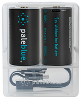 Pale Blue Li-Ion Rechargeable D Battery 2 pack of Dcells with 2x1 USB-C cable