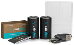 Pale Blue Li-Ion Rechargeable D Battery 2 pack of Dcells with 2x1 USB-C cable