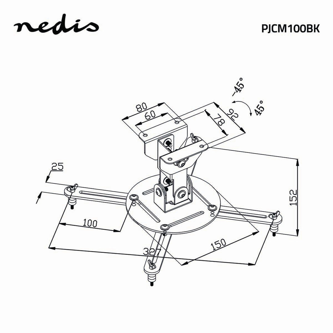 Supporto Proiettore da Soffitto Completamente Regolabile (Nero, 10kg)