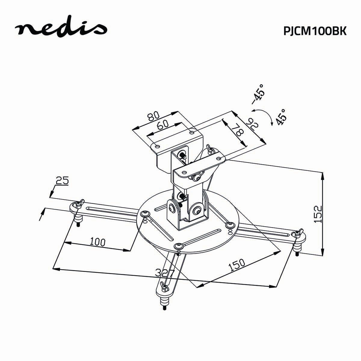 Projector Ceiling Mount Fully Movable (Black, 10kg)