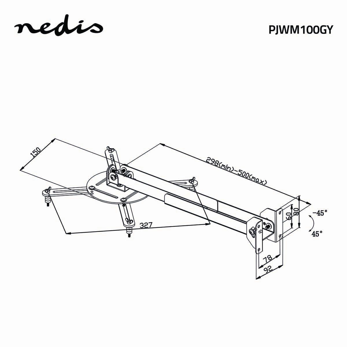 Projector Wall Mount Fully Movable (Silver, 10kg)