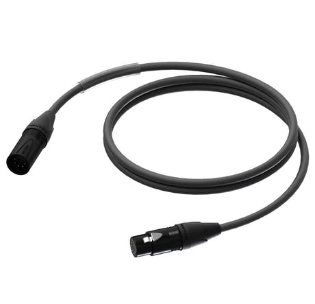 ProCab DMX/AES 5 polet XLR han-hun m/sort Neutrik - 0,5 m