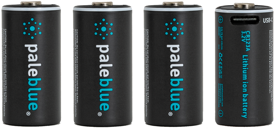 Pale Blue CR123 Rechargeable Batteries 4-Pack