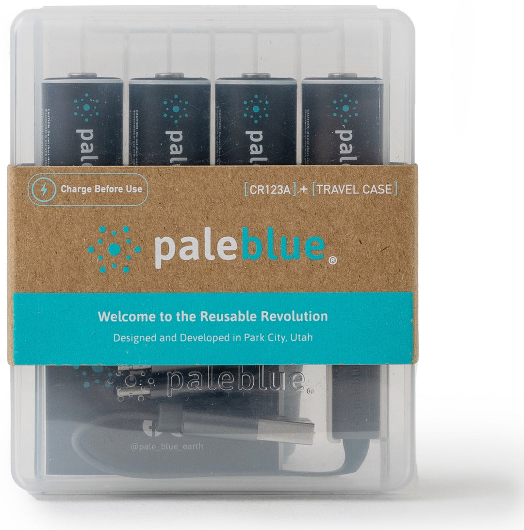 Pale Blue CR123 Rechargeable Batteries 4-Pack