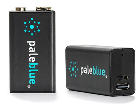 Pale Blue Batteria ricaricabile Li-Ion 9V confezione da 2 con cavo USB-C 2x1